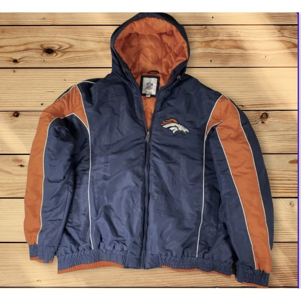 NFL DENVER BRONCOS JACKET, Hooded, Sz XXL Blue|Orange|White - Vintage - Picture 3 of 12
